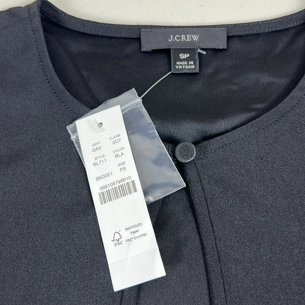 J.Crew Keyhole‎ Puff Sleeve Drapey Crepe Black